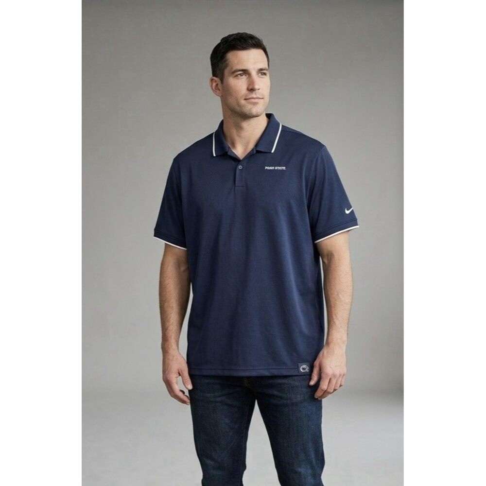 Nike Men Penn State Nittany Lions Dri-Fit Polo Shirt Navy Blue XXL
